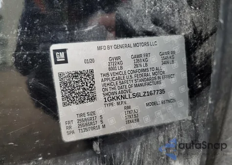 2020 GMC Acadia At4 из США, поврежденный, VIN 1GKKNLLS6LZ167735